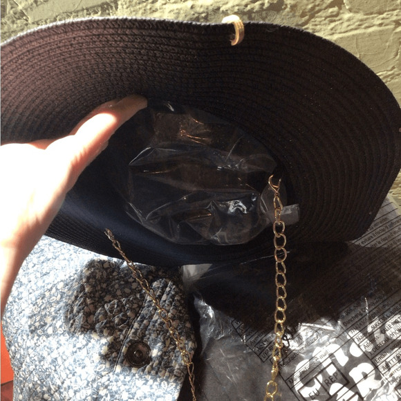 NEW LIKE RUSLIN BAGINSKI Black Wide Brim Fedora Hat with Gold Chain D main image 4